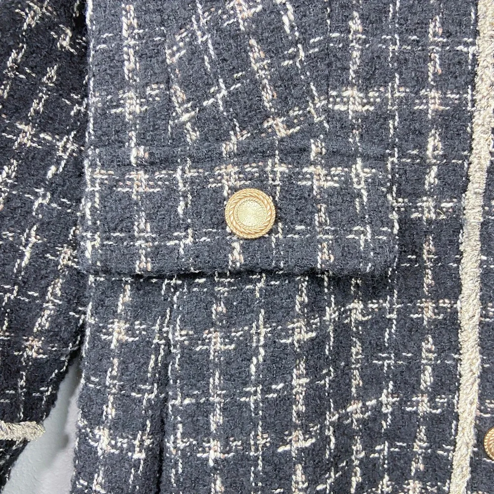 gstudio Black Tweed Long Coat Size 55 US XS-S‎ Gold Buttons Gossip Girl Glam